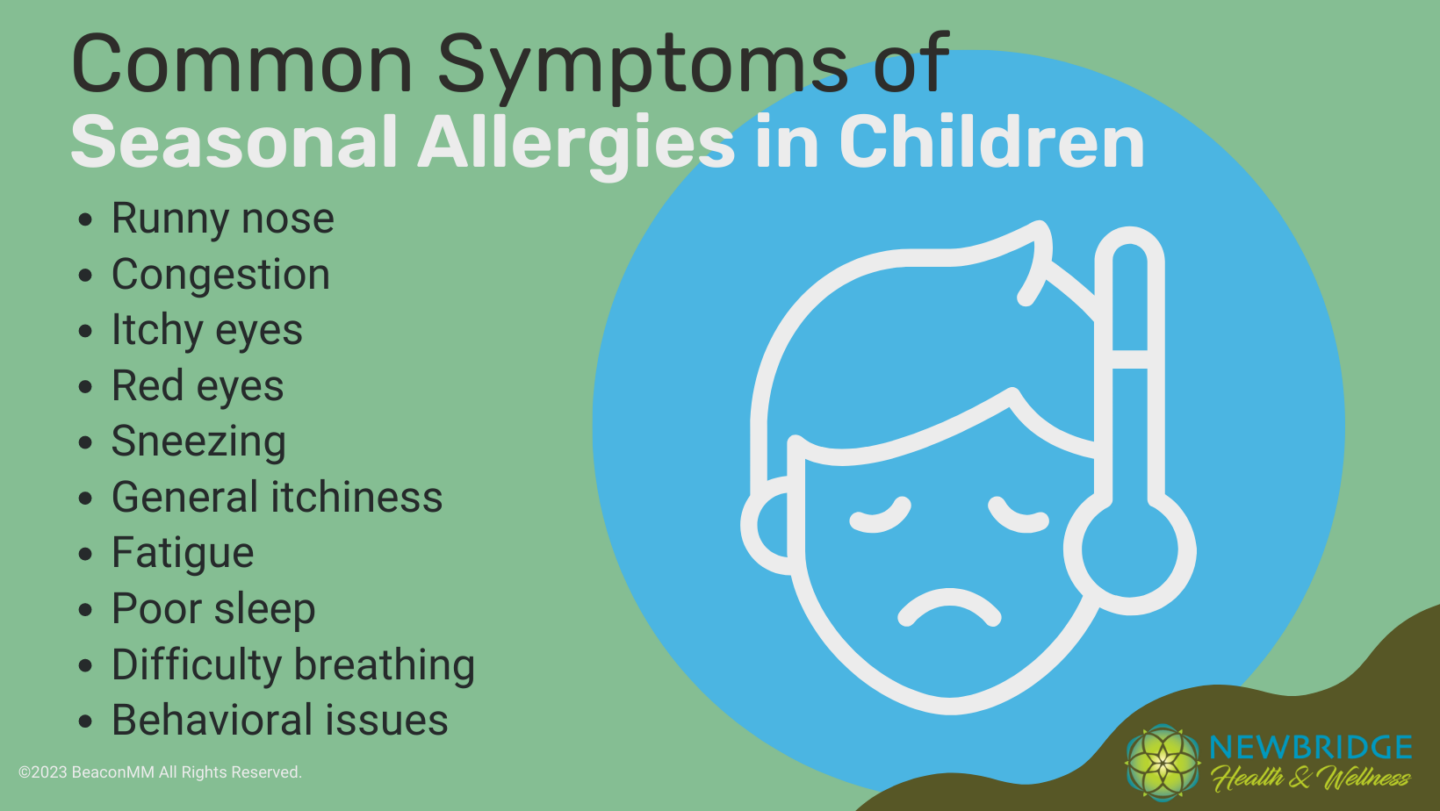 common symptoms of seasonal allergies in children infographic