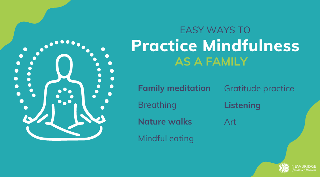 easy ways to practice mindfulness as a family infographic