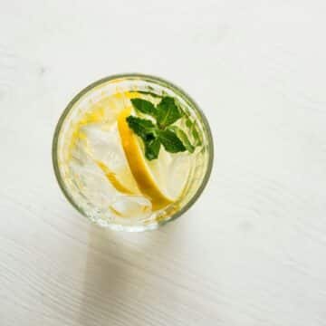 Glass of water with lemon and mint